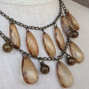 Elegant Brown Teardrop Necklace